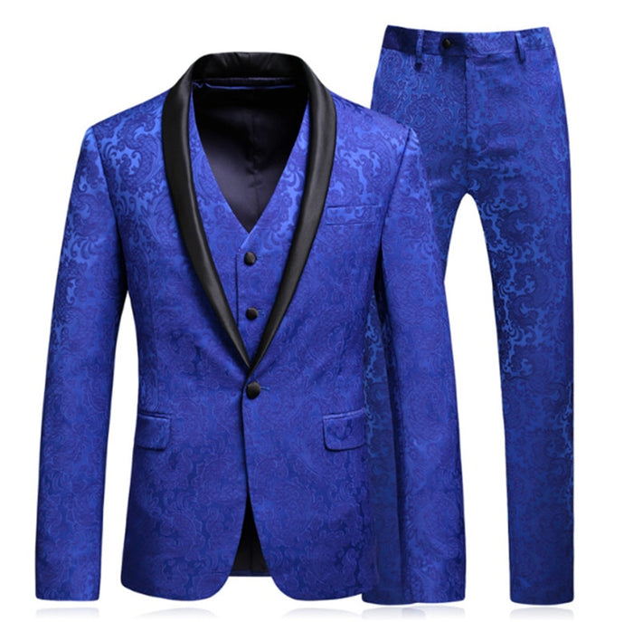 Men's Royal Blue Floral Suit