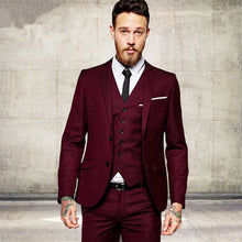 Load image into Gallery viewer, Wine Red Burgundy Mens Suits Slim Fit