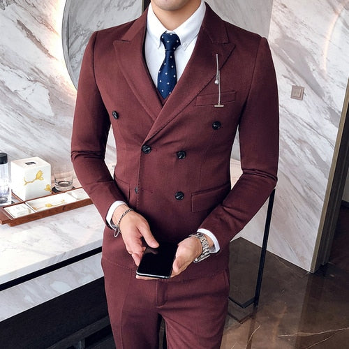 British style men's banquet business solid color blazer